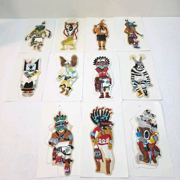 11 Vtg Kachina Native American Indian Embroidered Appliqué Patches Crafts Eagle - Picture 2 of 9